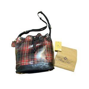 Patricia Nash Tartan Melrose Leather Bucket Bag Purse Plaid Key Fob NWT